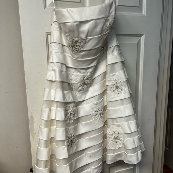 Ina Dresses & Skirts - Ina Ivory Strapless Tiered Floral Appliqué Bridal Gown